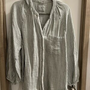Aerie Green Striped Shirt